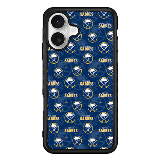 Buffalo Sabres Pattern iPhone 16 Plus Case | Durable Protective Rubber Cover