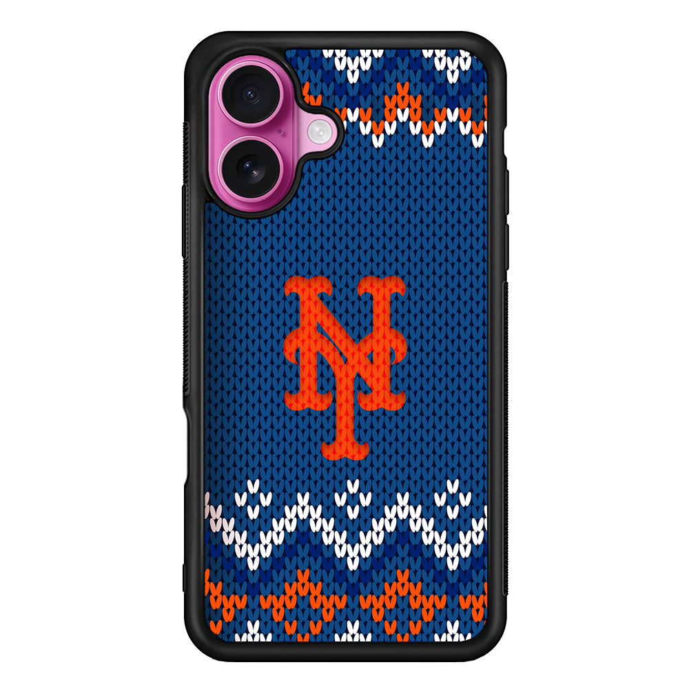 New York Mets Pattern iPhone 17 Case | Slim Protective Rubber Phone Cover