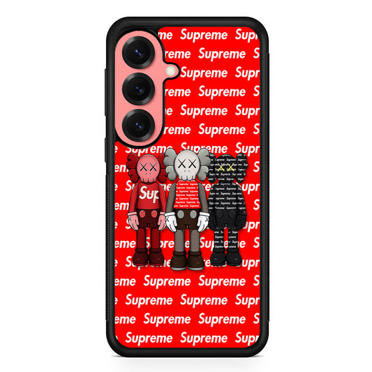 Three Kaws X Supreme Background Samsung Galaxy S25 Case | Slim Rubber Case for Samsung Galaxy S25