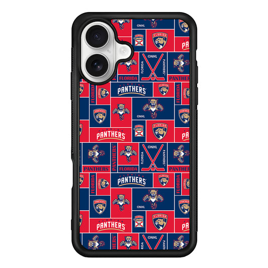 Florida Panthers Pattern iPhone 16 Plus Case | Durable Protective Rubber Cover