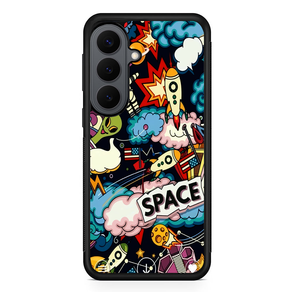 Cartoon Space Rockets Samsung Galaxy S26 Plus Case | Slim Rubber Case for Samsung Galaxy S26 Plus