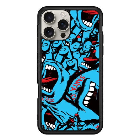 Santa Cruz Skateboard Pattern iPhone 16 Pro Max Case | Slim Rubber Case for iPhone 16 Pro Max