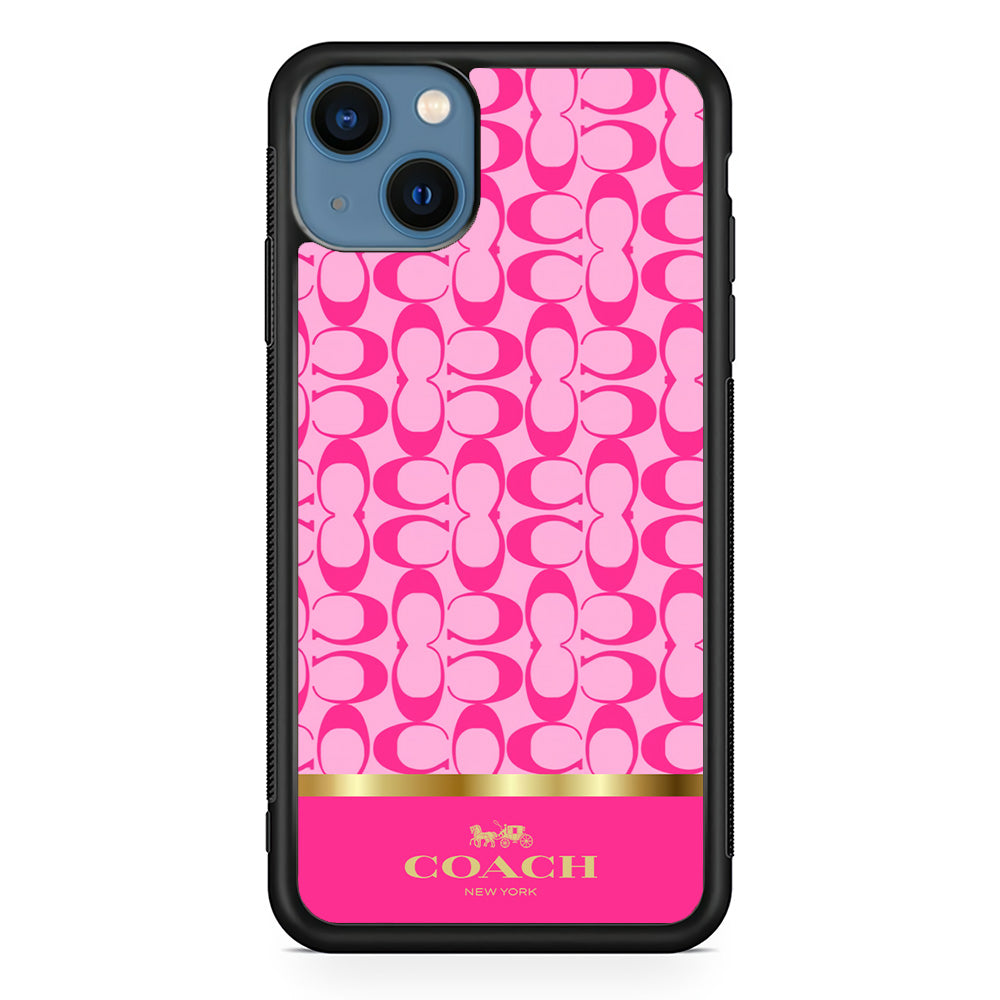 Coach Pink Pattern iPhone 15 Case | Slim Rubber Case for iPhone 15