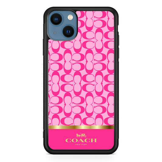 Coach Pink Pattern iPhone 14 Case | Slim Rubber Case for iPhone 14