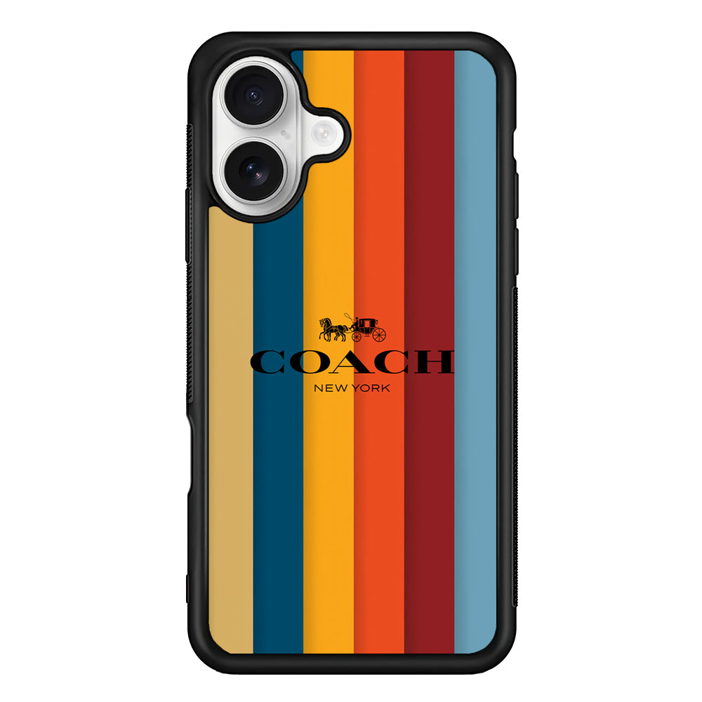 Coach Vertical Colorfull iPhone 16 Plus Case | Slim Rubber Case for iPhone 16 Plus