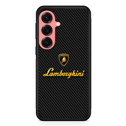 Lamborghini Black Carbon Logo Samsung Galaxy S25 Case | Slim Rubber Case for Samsung Galaxy S25