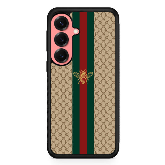 Gucci Latte Wall Stripe Bee Logo Samsung Galaxy S25 Case | Slim Rubber Case for Samsung Galaxy S25