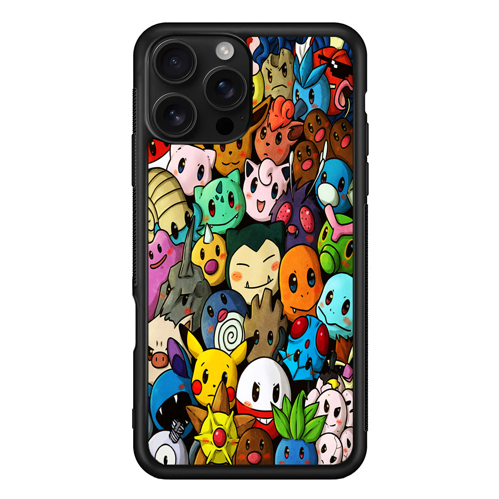 Bunch of Cute Pokemon iPhone 16 Pro Case | Durable Protective Case for iPhone 16 Pro
