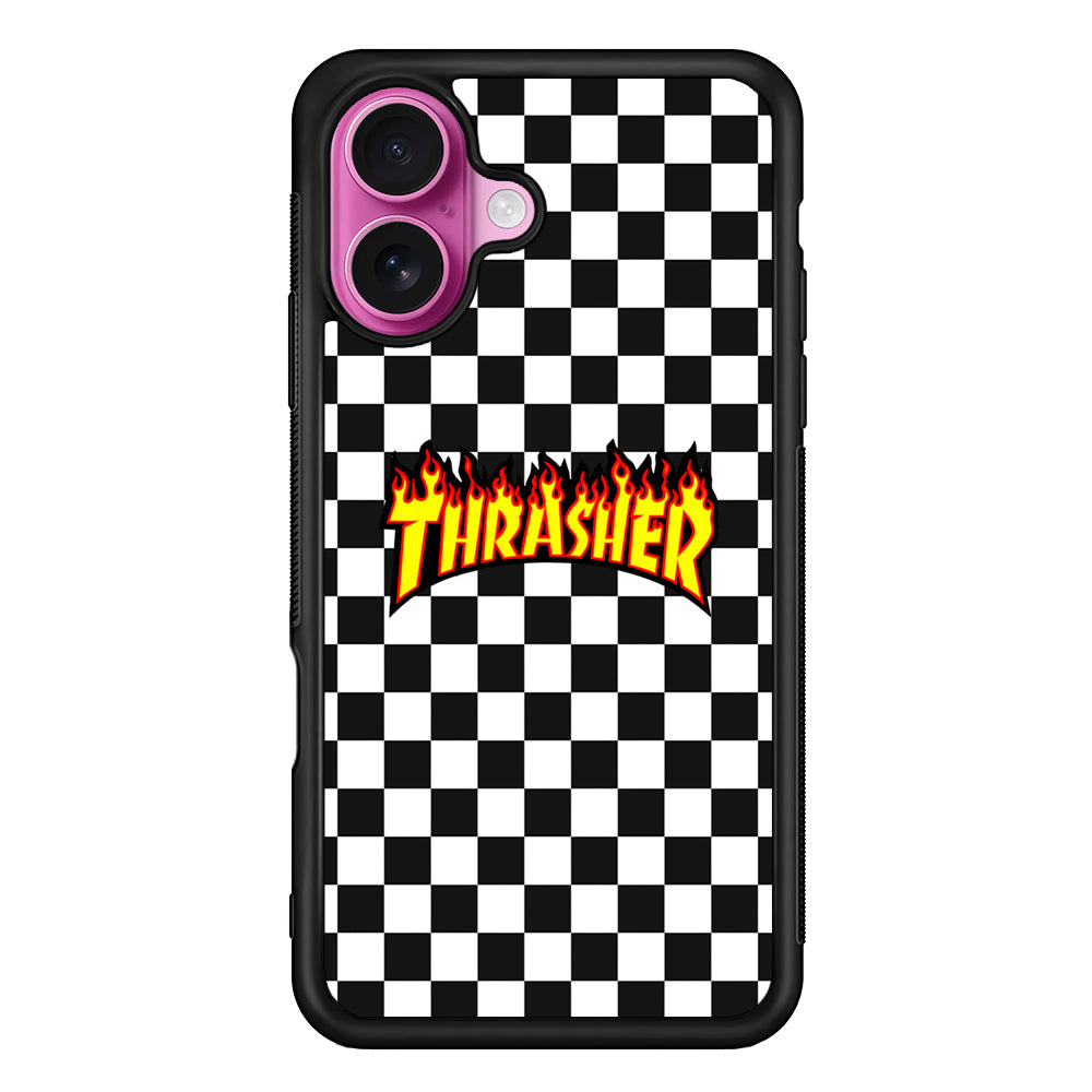 Thrasher Chess Pattern iPhone 17 Case | Slim Rubber Case for iPhone 17