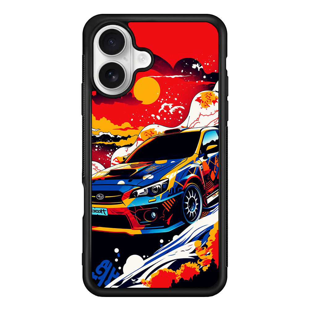 Japanese Retro Car Sunset iPhone 16 Plus Case | Durable Protective Rubber Cover