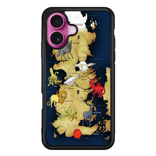 Game of Thrones Map of Westeros iPhone 17 Case | Slim Protective Rubber Phone Cover