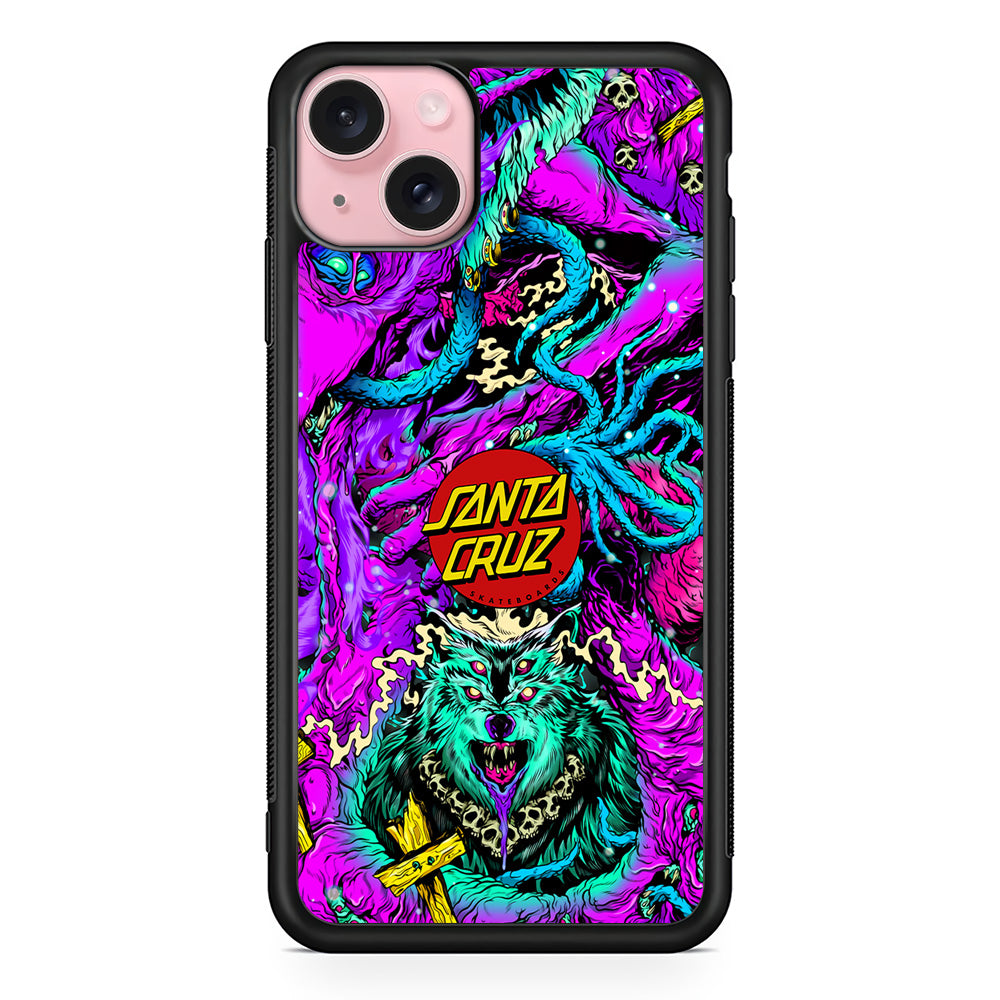 Santa Cruz Skateboard Wolf iPhone 15 Case | Slim Rubber Case for iPhone 15
