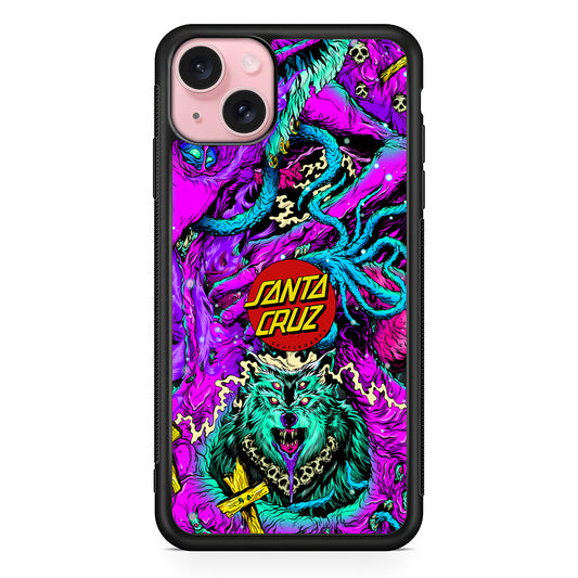 Santa Cruz Skateboard Wolf iPhone 15 Case | Slim Rubber Case for iPhone 15
