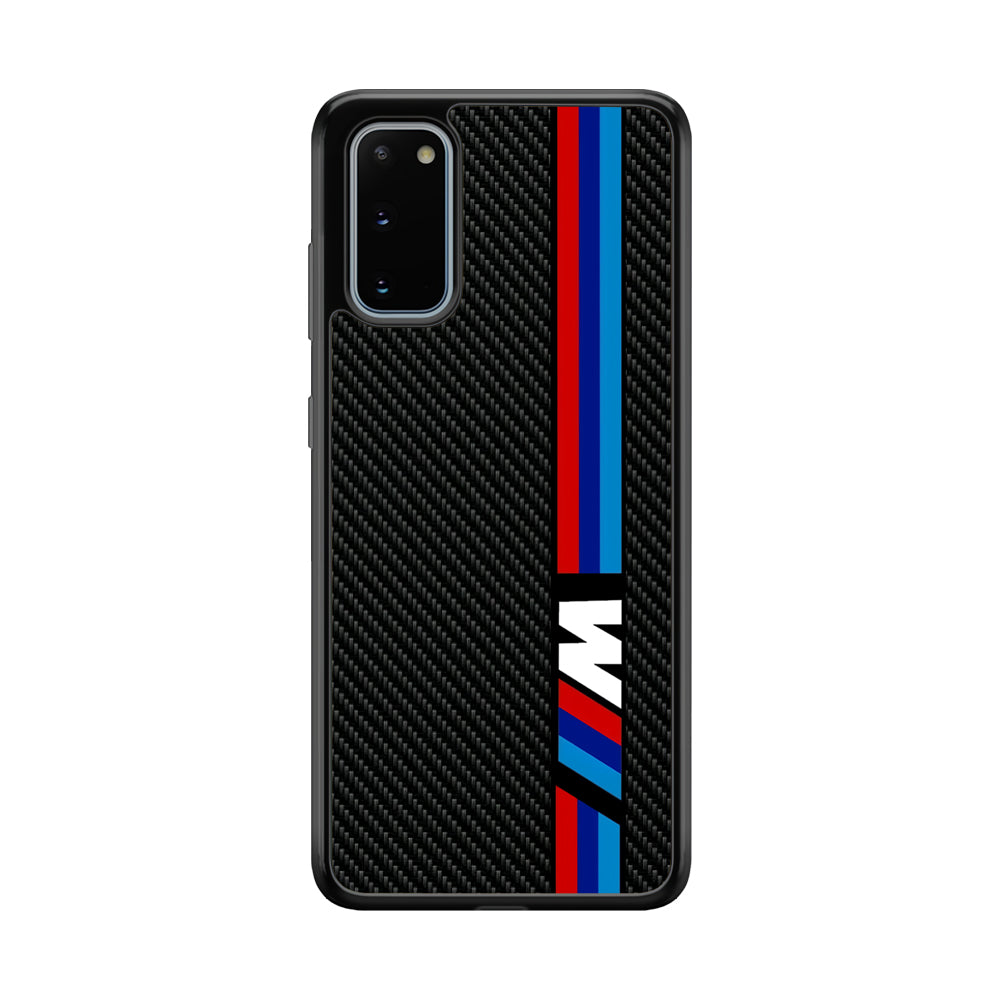 BMW M Carbon Tricolor Stripes Samsung Galaxy S20 Case | Slim Rubber Case for Samsung Galaxy S20