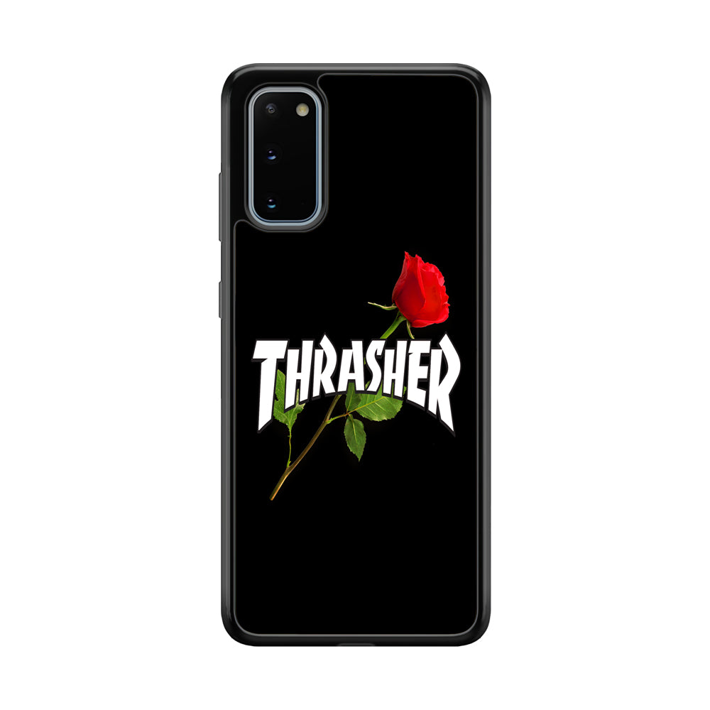 Thrasher Black Rose Flower Samsung Galaxy S20 Case | Slim Rubber Case for Samsung Galaxy S20