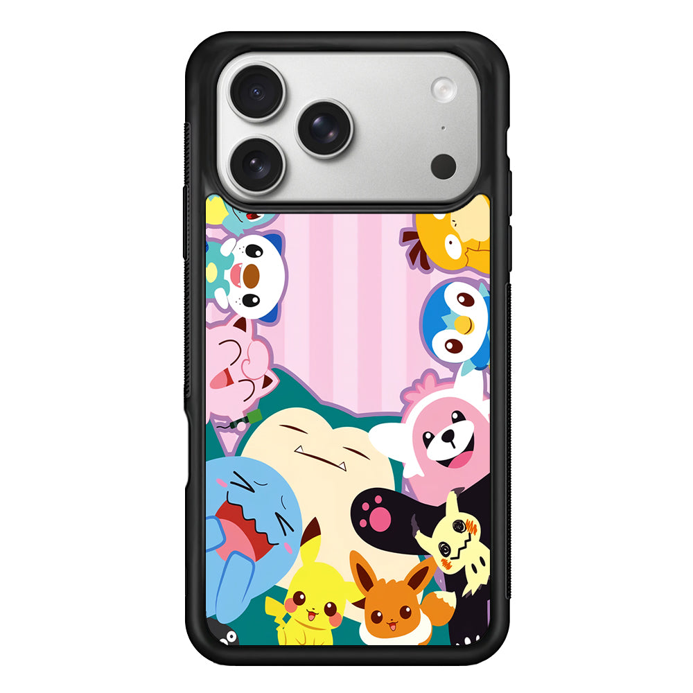 Aesthetic Pokemon Pink Stripe iPhone 17 Pro Case | Slim Rubber Case for iPhone 17 Pro