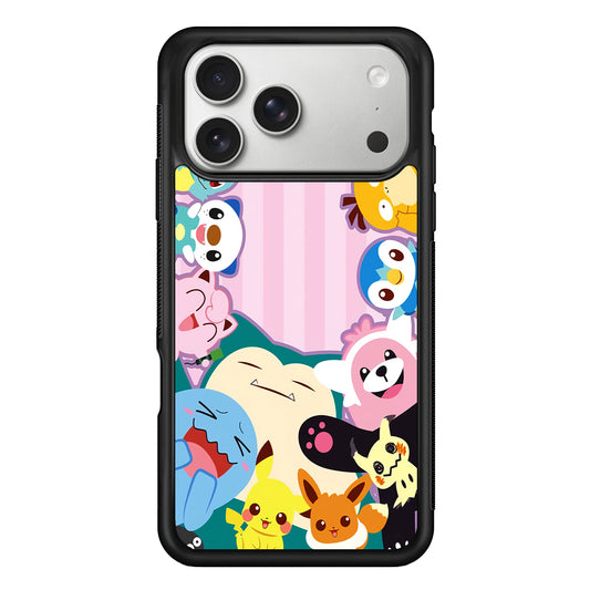Aesthetic Pokemon Pink Stripe iPhone 17 Pro Case | Slim Rubber Case for iPhone 17 Pro