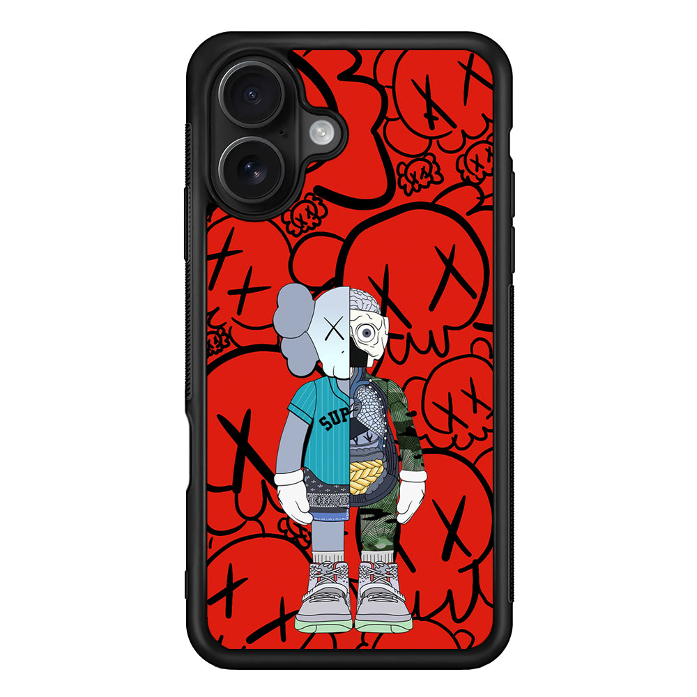 Kaws Graffiti Red iPhone 16 Case | Slim Rubber Case for iPhone 16