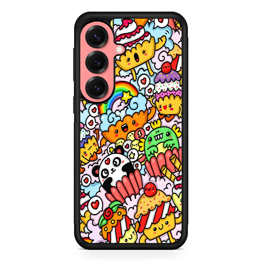 Kawaii Cupcake Graffiti Doodles Samsung Galaxy S25 Case | Protective Case for Samsung Galaxy S25