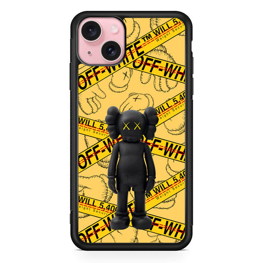 Kaws x Off White Yellow Belt iPhone 15 Case | Slim Rubber Case for iPhone 15