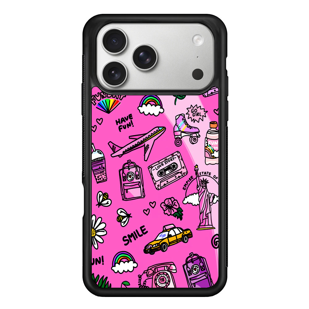 Pink Cute Girly Pattern iPhone 17 Pro Case | Slim Rubber Case for iPhone 17 Pro