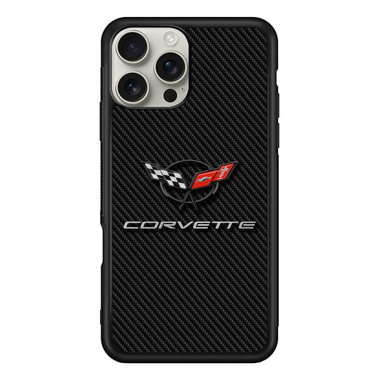 Chevrolet Corvette Logo Carbon iPhone 16 Pro Max Case | Slim Rubber Case for iPhone 16 Pro Max