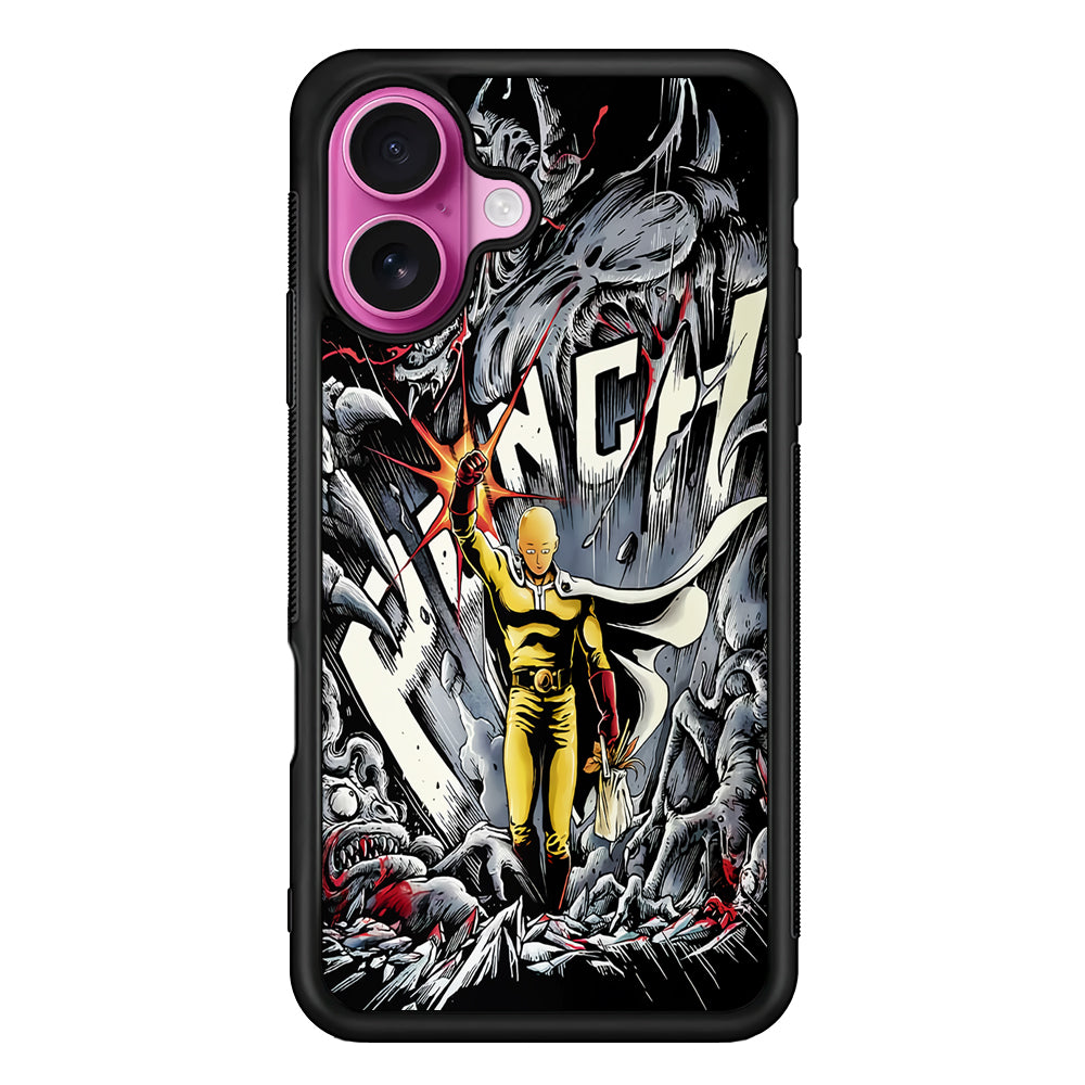 Saitama Hits The Monsters iPhone 17 Case | Slim Protective Rubber Phone Cover