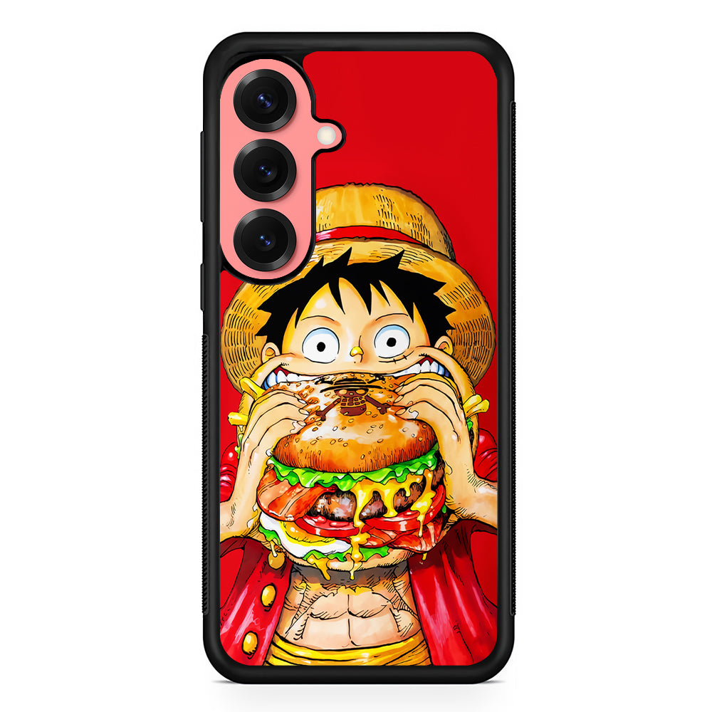 Monkey D Luffy Eating a Burger Samsung Galaxy S25 Case | Protective Case for Samsung Galaxy S25