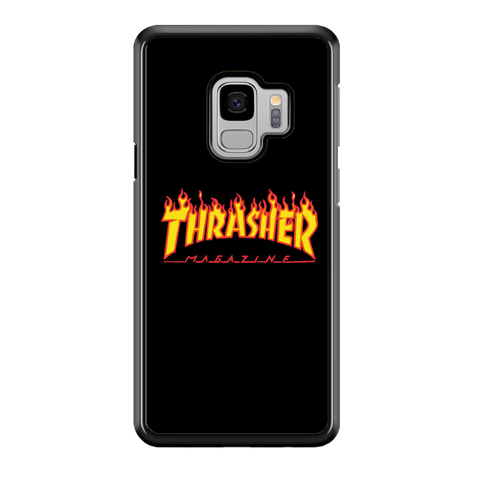 Thrasher Magazine Black Simple Fire Samsung Galaxy S9 Case | Slim Rubber Case for Samsung Galaxy S9