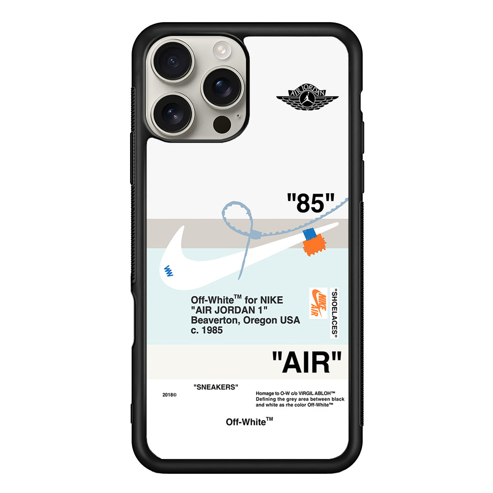 Off White x Nike Air Jordan Natural iPhone 16 Pro Max Case | Slim Rubber Case for iPhone 16 Pro Max