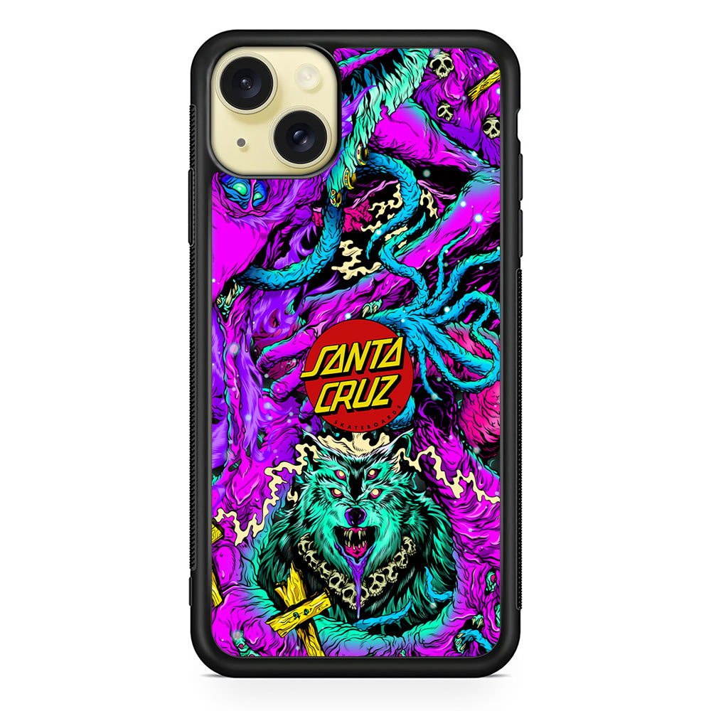 Santa Cruz Skateboard Wolf iPhone 15 Plus Case | Slim Rubber Case for iPhone 15 Plus