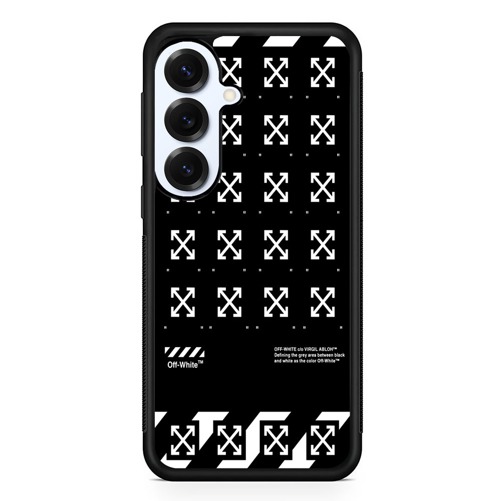 Off White Logo Black Pattern Samsung Galaxy S25 Plus Case | Slim Rubber Case for Samsung Galaxy S25 Plus