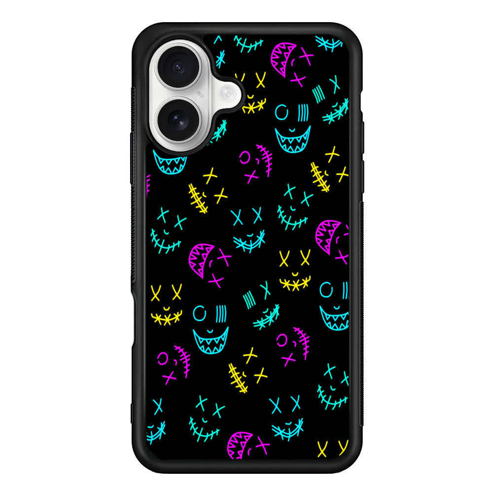 Neon Masks Smile iPhone 16 Plus Case | Durable Protective Rubber Cover