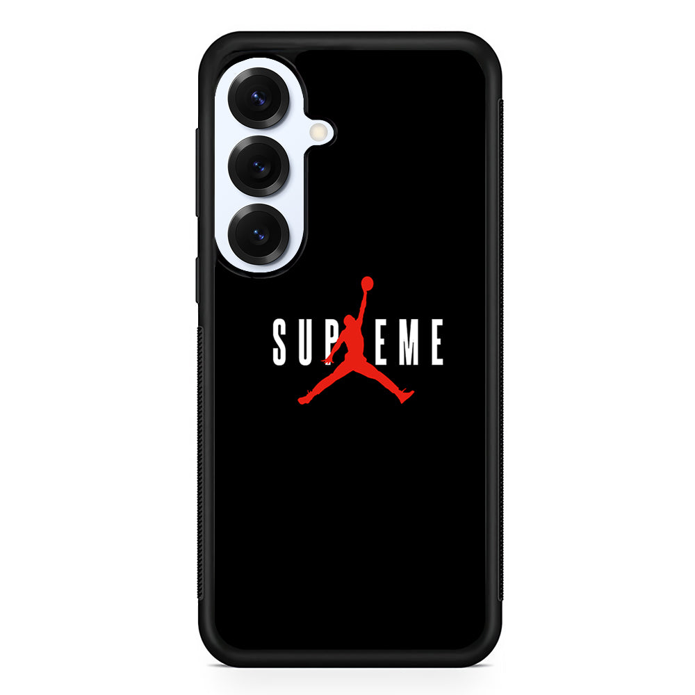 Jordan X Supreme Black Background Samsung Galaxy S25 Plus Case | Slim Rubber Case for Samsung Galaxy S25 Plus