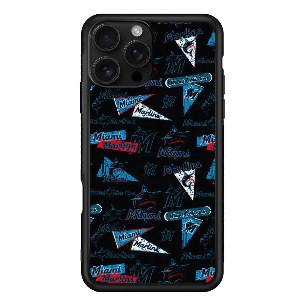 Miami Marlins Pattern iPhone 16 Pro Case | Durable Protective Case for iPhone 16 Pro