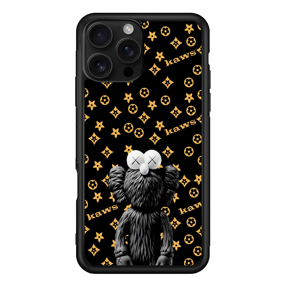 Louis Vuitton X Kaws Black Background iPhone 16 Pro Case | Slim Rubber Case for iPhone 16 Pro