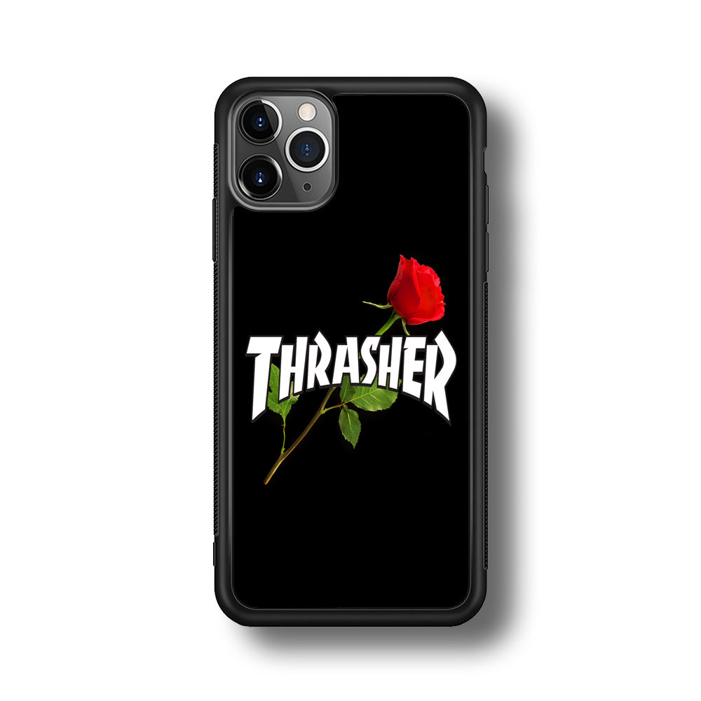 Thrasher Black Rose Flower iPhone 11 Pro Max Case | Slim Rubber Case for iPhone 11 Pro Max