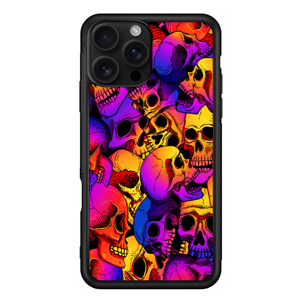Skulls Pattern Gradient iPhone 16 Pro Case | Durable Protective Case for iPhone 16 Pro