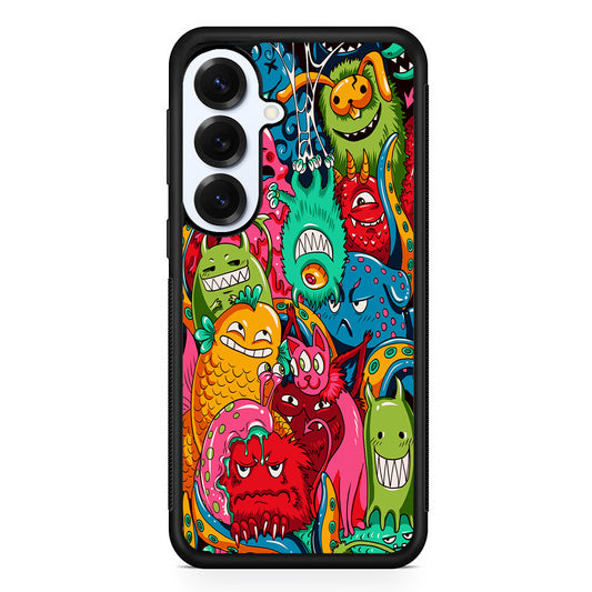 The Cute Monster Gathering Doodle Samsung Galaxy S25 Plus Case | Slim Rubber Cover for Samsung Galaxy S25 Plus