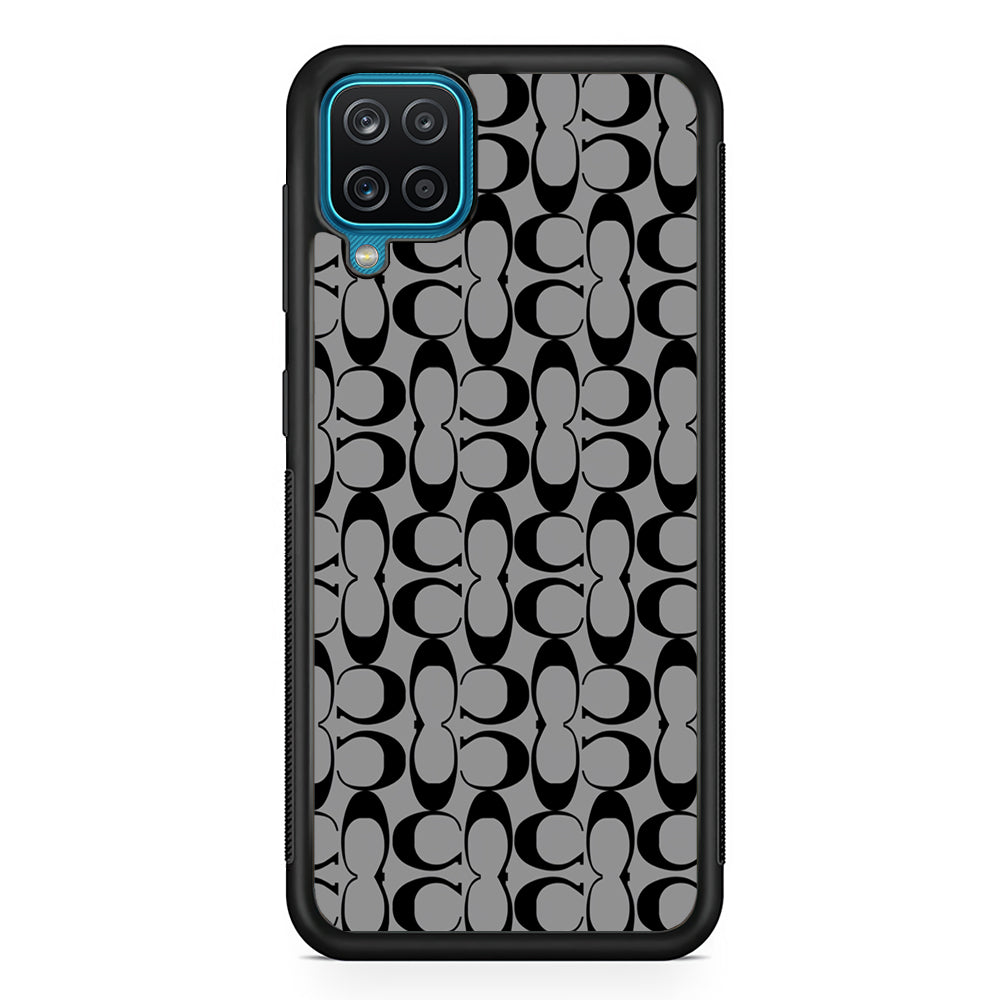 Coach Black Grey Samsung Galaxy A12 Case | Slim Rubber Case for Samsung Galaxy A12
