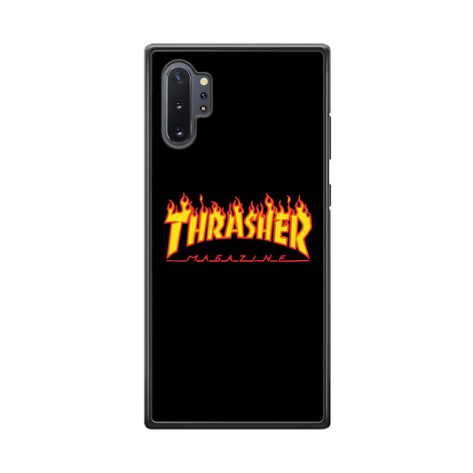 Thrasher Magazine Black Simple Fire Samsung Galaxy Note 10 Plus Case | Slim Rubber Case for Samsung Galaxy Note 10 Plus
