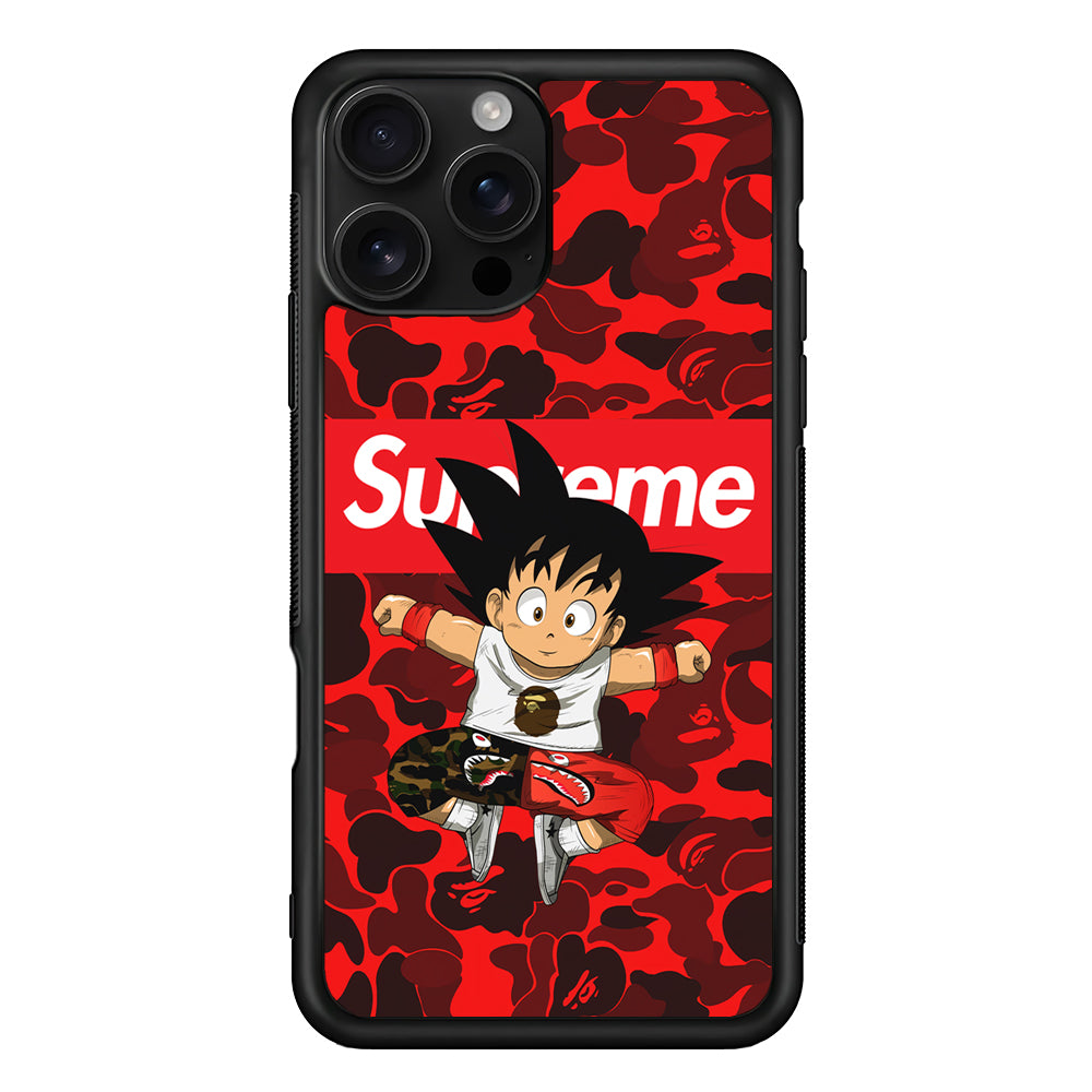 Bape Goku Red Camo Supreme iPhone 16 Pro Case | Slim Rubber Case for iPhone 16 Pro