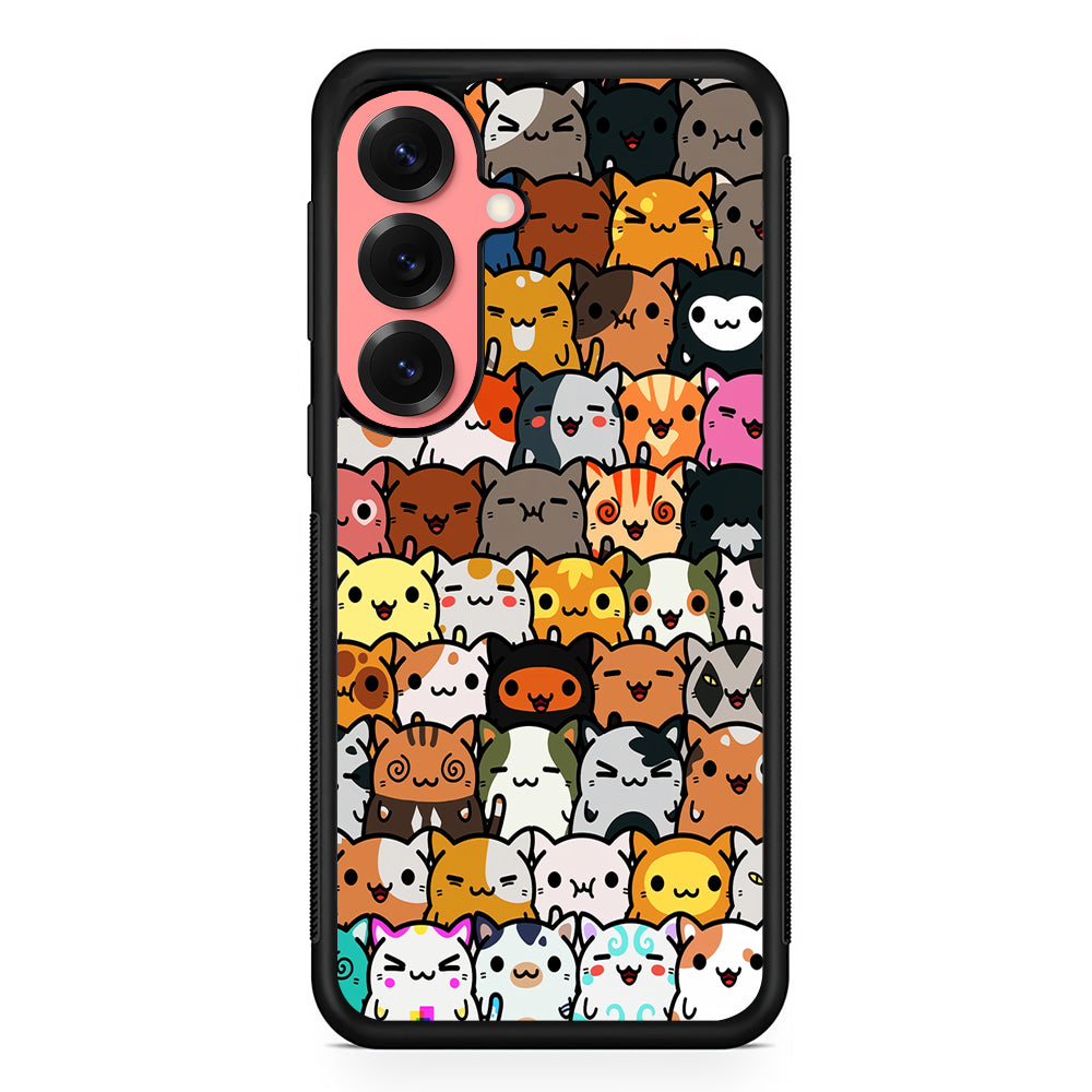 Kawaii Cute Cats Lovers Pattern Samsung Galaxy S25 Case | Protective Case for Samsung Galaxy S25
