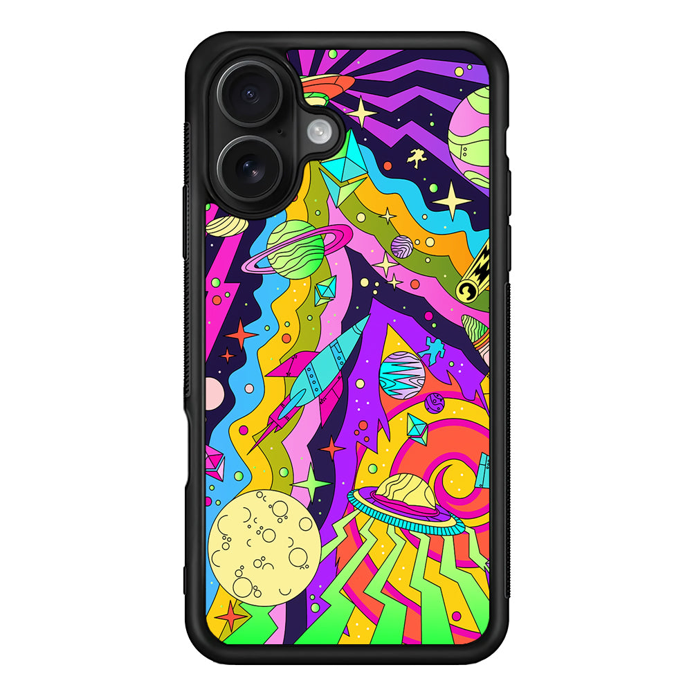 Trippy Spaceland Planets iPhone 16 Case - Oxvistore