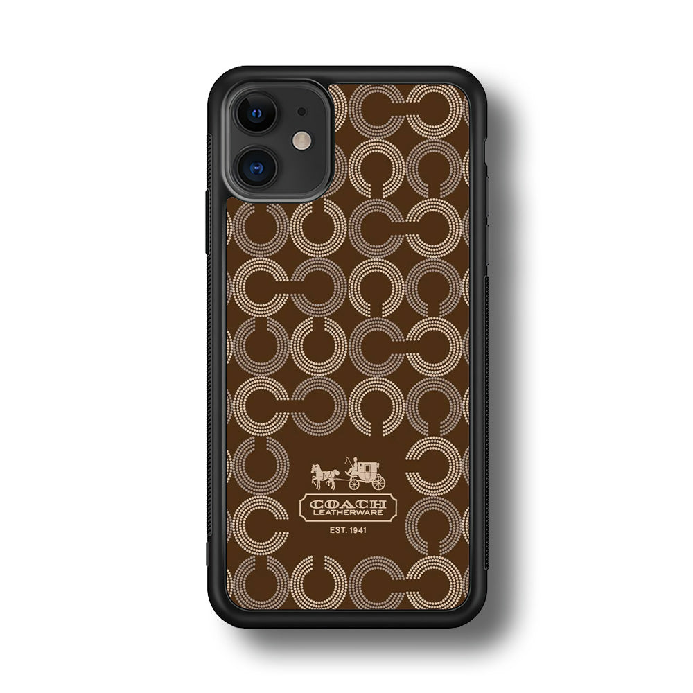 Coach Pattern Brown iPhone 12 Case | Slim Rubber Case for iPhone 12