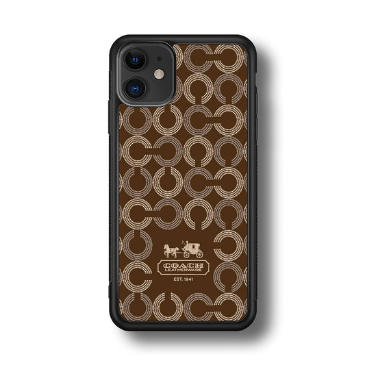 Coach Pattern Brown iPhone 12 Case | Slim Rubber Case for iPhone 12