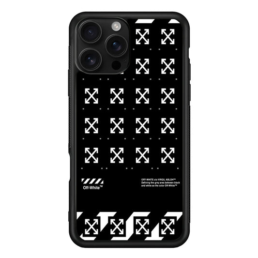 Off White Logo Black Pattern iPhone 16 Pro Case | Slim Rubber Case for iPhone 16 Pro