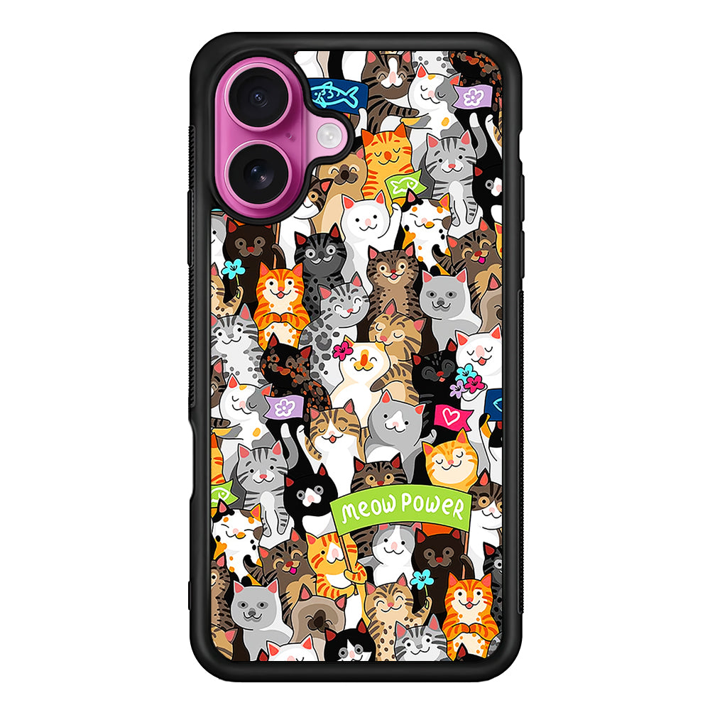 Cute Cats Meow Power iPhone 17 Case | Slim Protective Rubber Phone Cover