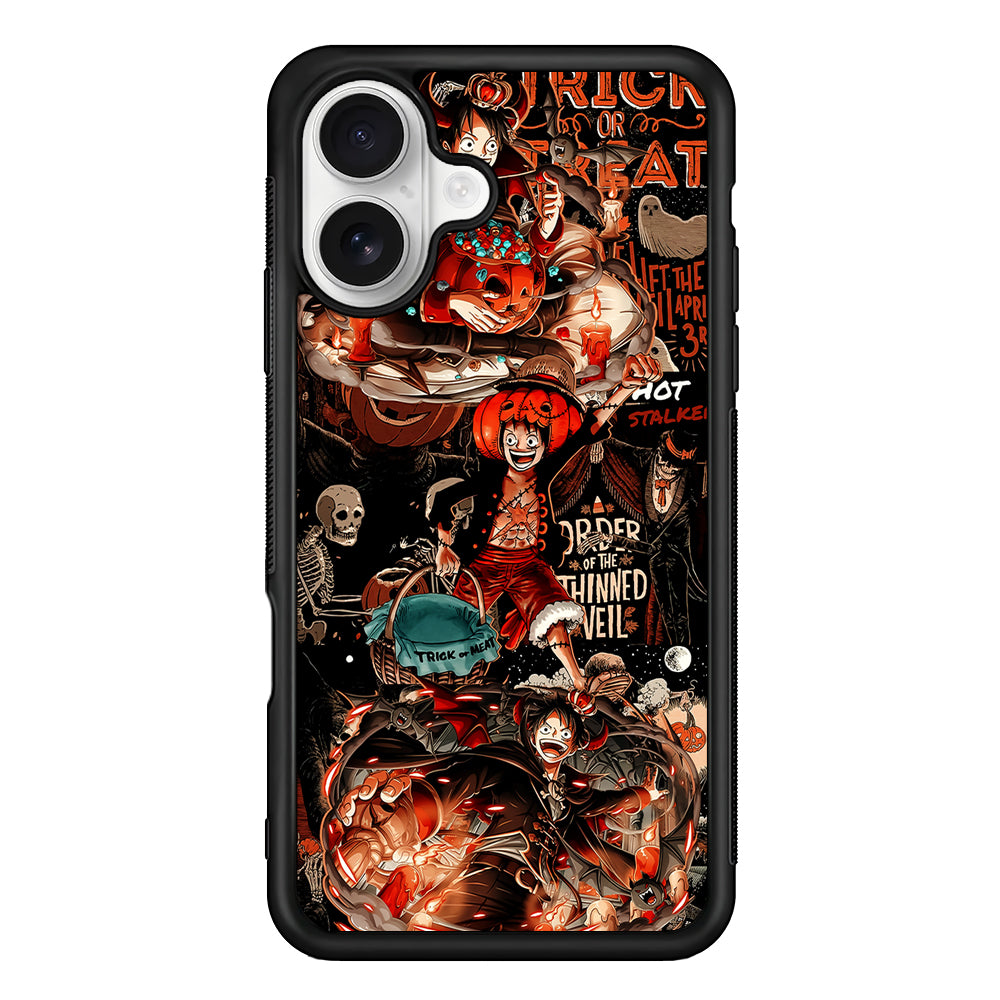 One Piece Luffy Halloween iPhone 16 Plus Case | Durable Protective Rubber Cover