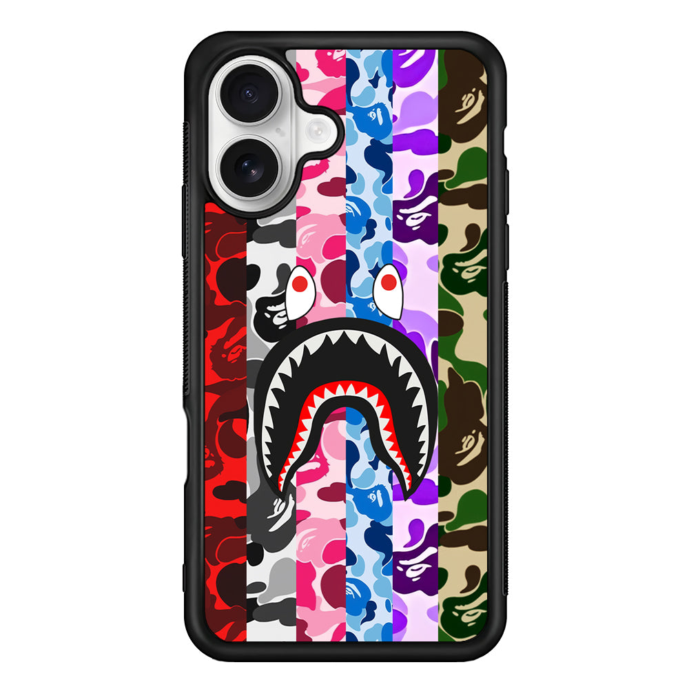 Bape Colorfull Camo iPhone 16 Plus Case | Slim Rubber Case for iPhone 16 Plus